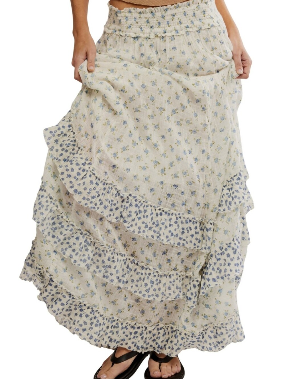 Free People Brynn Printed Maxi Skirt L/XL